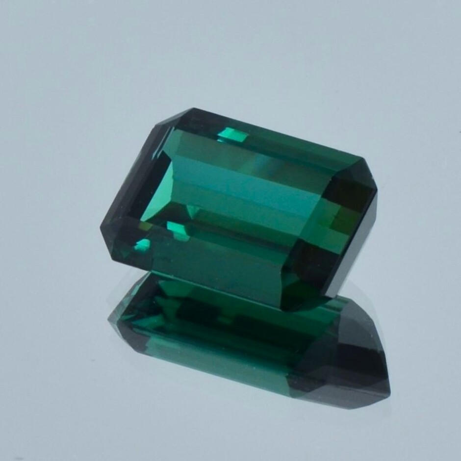 Turmalin octagon bläulich grün 9,21 ct.