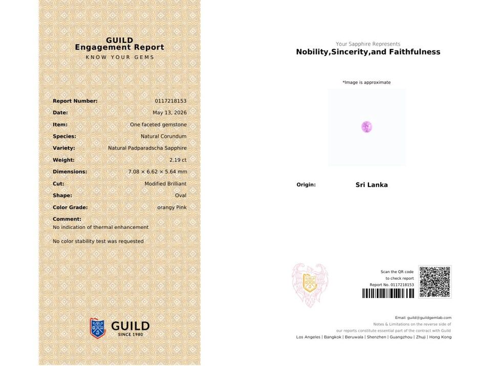 Gutachten zu Saphir oval purpur-pink unbehandelt 2,18 ct.