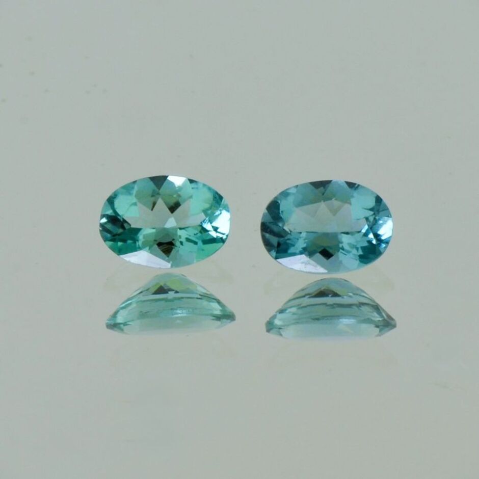Indicolite Pair Tourmalines oval greenish blue 1.37 ct.