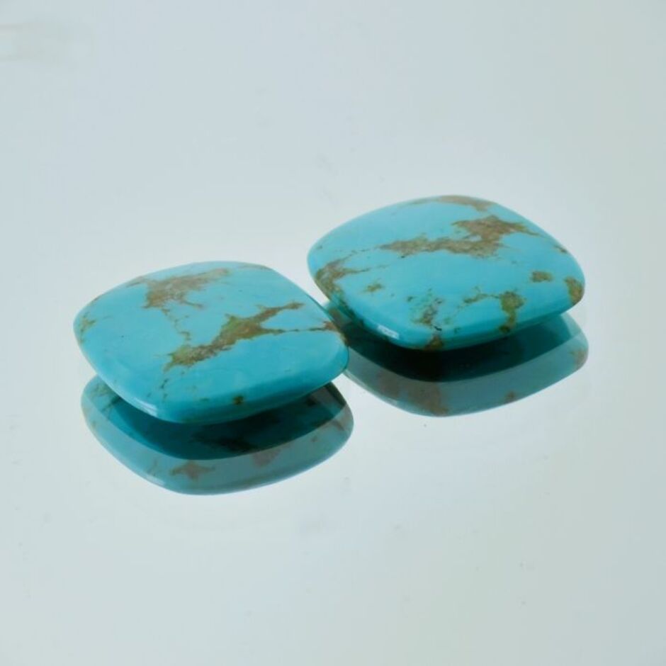 Turquoise Pair Kissenschliffe 13.64 ct.